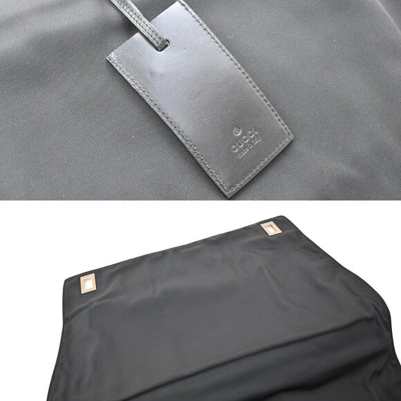 GUCCI Logo Business Shoulder Bag Nylon Leather Black SHW Made in Italy 65KB366 - Picture 10 of 16